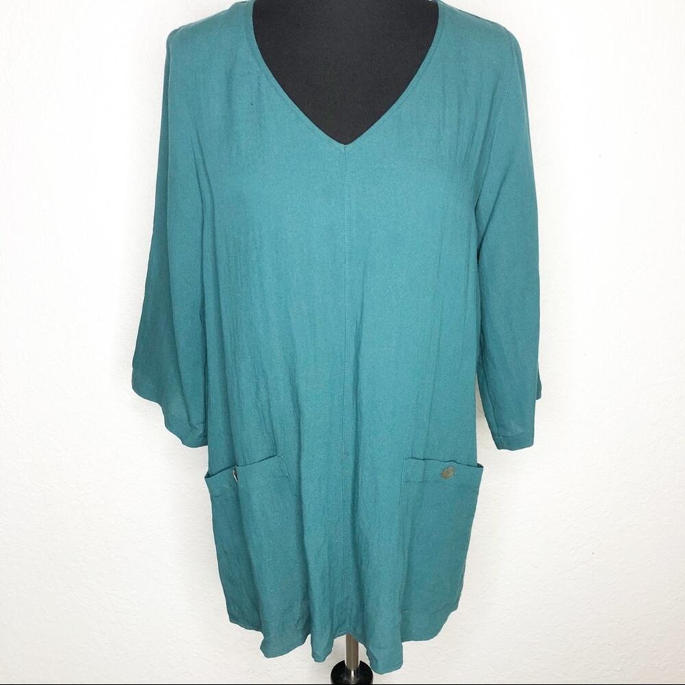 Soft Surroundings green blue‎ tunic top size Medium